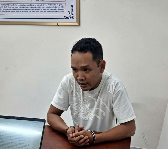 Đối tượng Lê Kim Tỷ tại cơ quan công an. Ảnh: VKSND tỉnh Phú Yên