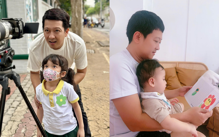 Trường Giang cùng Nhã Phương chăm sóc, quan tâm đến các con trong từng khoảnh khắc. Ảnh: FBNV