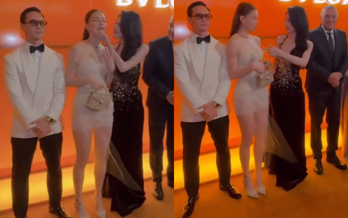 Hồ Ngọc Hà thoải mái để Mai Davika nựng má khi đi dự sự kiện. Ảnh: Chụp màn hình từ Instagram hongocha