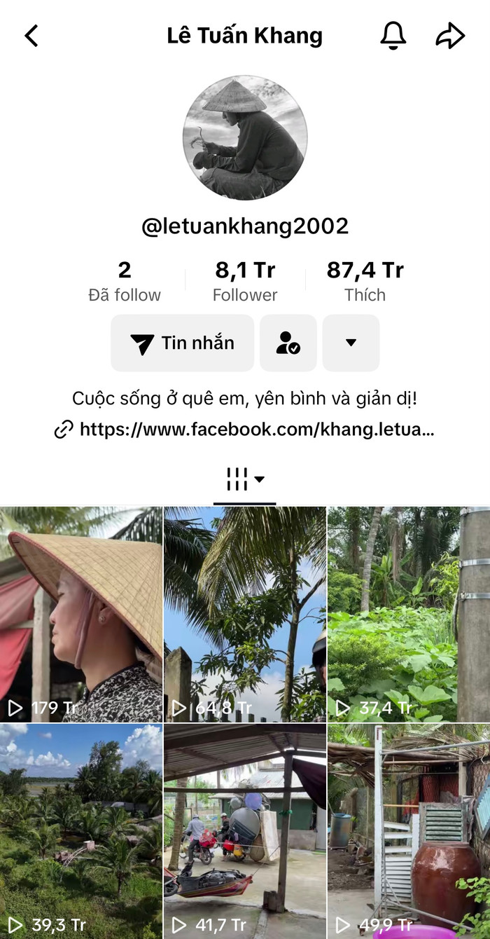 Hiện tại, kênh Tiktok của Lê Tuấn Khang đã đạt hơn 8 triệu followers.