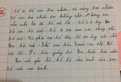 Bài văn tả về bố của em học sinh khiến cộng đồng mạng thích thú. 