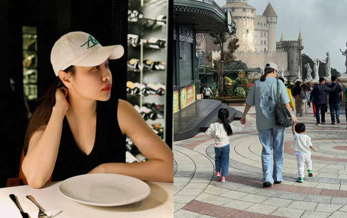 Trên mạng xã hội, vợ Cường Đô La thoải mái chia sẻ khoảnh khắc hạnh phúc bên hai con.