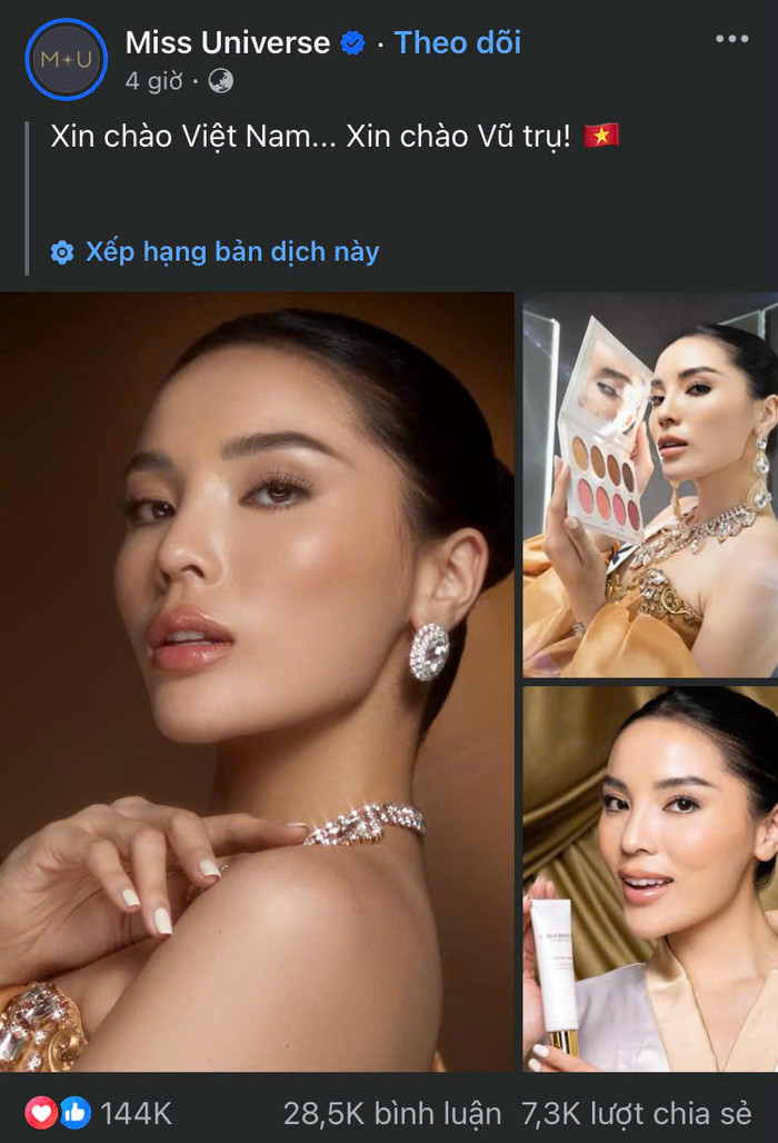 Hoa hậu Kỳ Duyên khiến trang chủ Miss Universe 'dậy sóng' khi mang về lượng tương tác khủng.