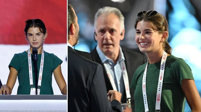 Kai Madison Trump trong vai trò sinh viên khác hoàn toàn lúc xuất hiện trên sân khấu.