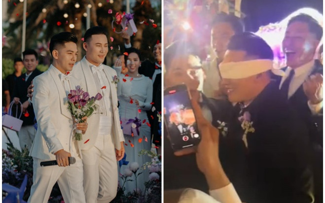 Xúc động khoảnh khắc Hà Trí Quang bịt mắt vẫn tìm thấy Thanh Đoàn trong đám cưới Ảnh 2