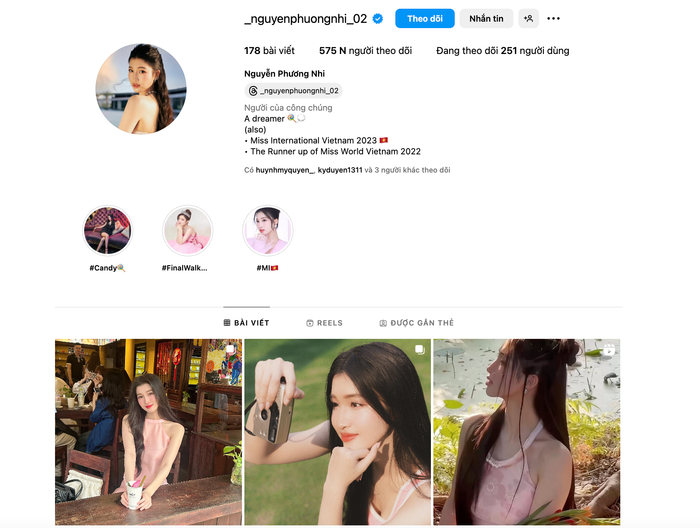 Á hậu Phương Nhi không đăng tải bất kỳ hình ảnh nào trên trang cá nhân dù đã lộ diện ở đám cưới anh trai.