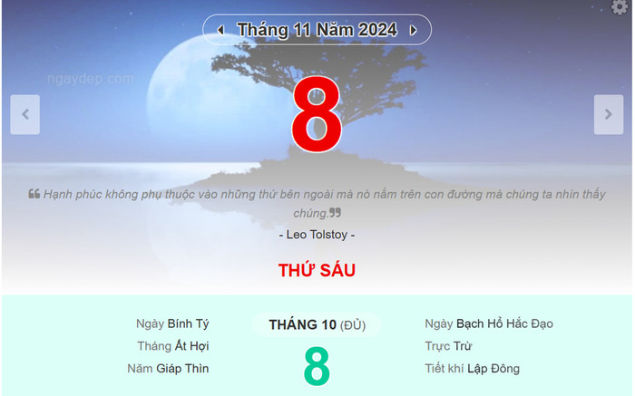 Lịch âm hôm nay 8/11/2024: Ngày cực xấu, kỵ làm việc, kỵ xuất hành Ảnh 2