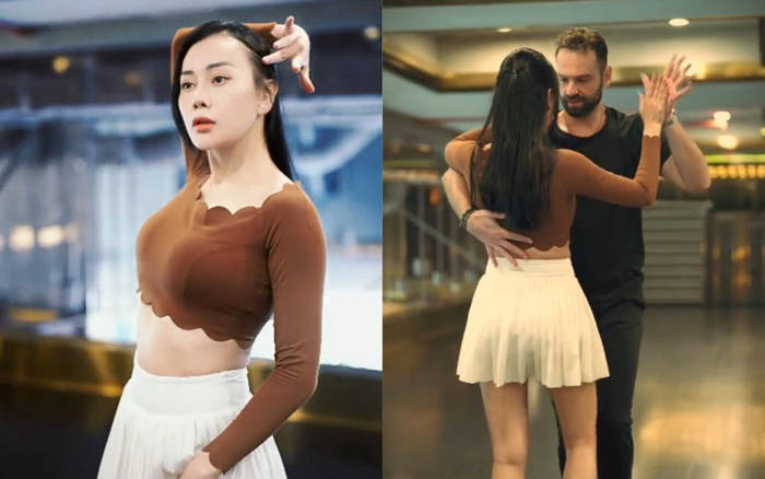 Phương Oanh thể hiện sự quyết tâm khi dồn công sức tập luyện để thi đấu tại Bước nhảy hoàn vũ. Ảnh: Chụp màn hình