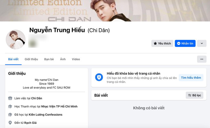 Chi Dân có động thái khoá bảo vệ trang cá nhân giữa lúc bị cư dân mạng réo tên. Đến giữa khuya, tài khoản này cũng 'bay màu'.