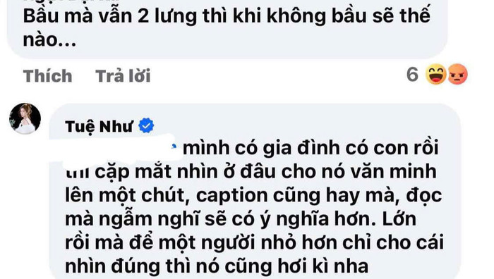 Vợ Hồ Quang Hiếu đáp trả đầy thâm thuý. Ảnh: Chụp màn hình