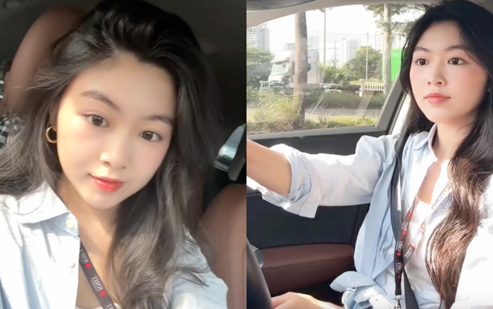 Hình ảnh con gái Quyền Linh lái xế hộp đắt đỏ đến trường nổ ra nhiều ý kiến trái chiều. (Ảnh: Chụp màn hình TikTok nhân vật)