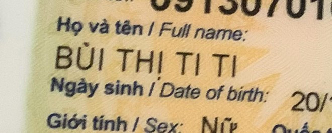 Cô gái có tên độc lạ: Bùi Thị Ti Ti.