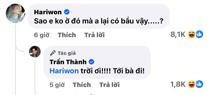 Bình luận của Hari Won nhận về tương tác khủng. Ảnh: Chụp màn hình