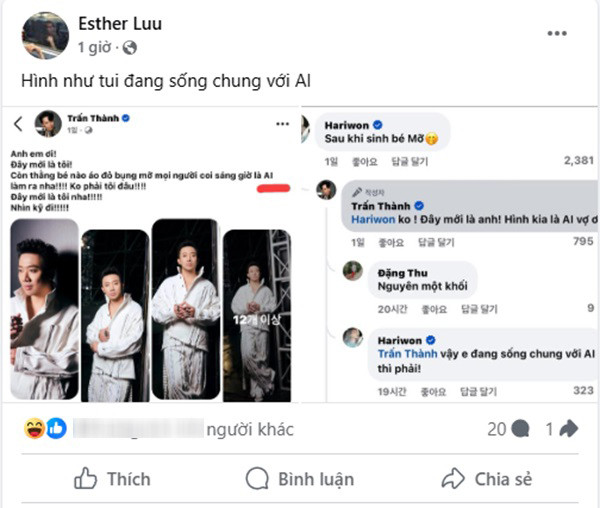 Hari Won đăng đàn nghi ngờ 8 năm qua sống chung với... AI. (Ảnh chụp màn hình)