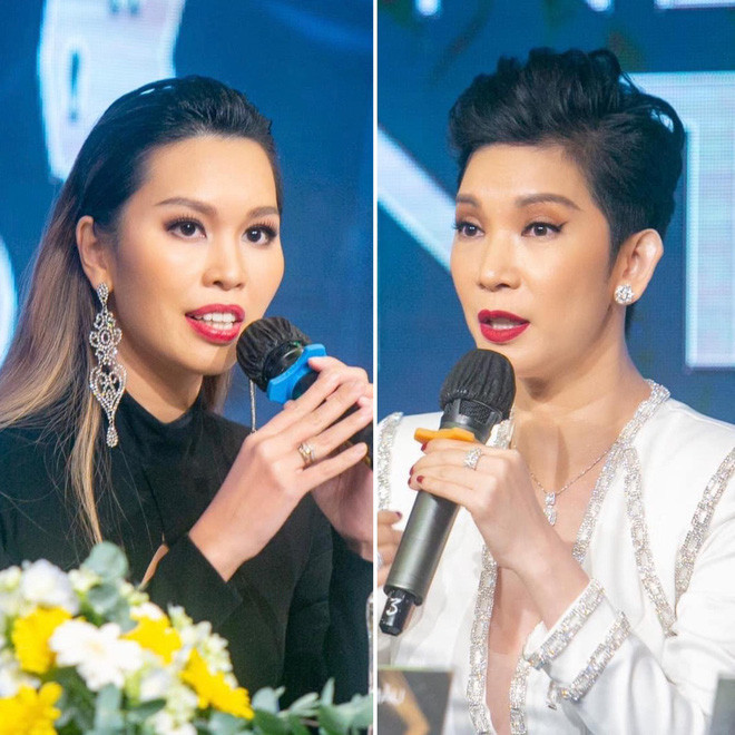 Hà Anh - Xuân Lan từng sẵn sàng 'lời qua, tiếng lại' trước sự chứng kiến của truyền thông ở buổi họp báo diễn ra vào năm 2021. Ảnh: Sưu tầm