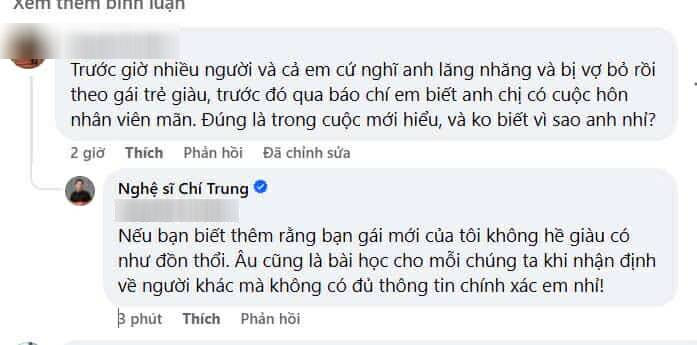 Chí Trung phủ nhận chuyện bạn gái giàu có. (Ảnh chụp màn hình)