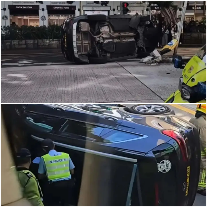 Hiện trường vụ tai nạn xe của nữ người mẫu Hong Kong.