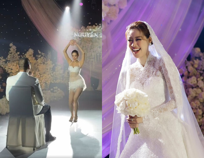 Khánh Vân 'quẩy' hết mình trong đám cưới. (Ảnh FBNV)