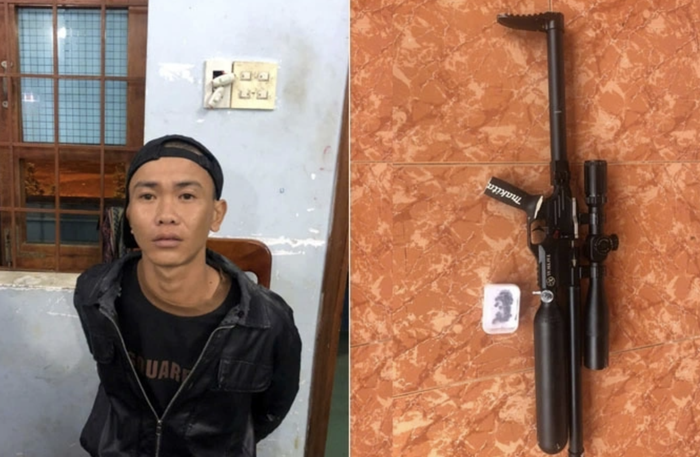 Nguyễn Duy Tân và tang vật tại cơ quan Công an (Ảnh: VKSND tỉnh Phú Yên).