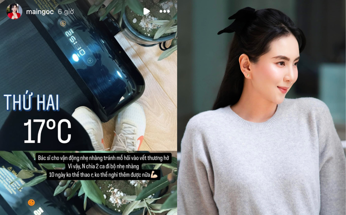 MC Mai Ngọc lựa chọn đi bộ nhẹ nhàng khi bệnh tình chưa khỏi hẳn.