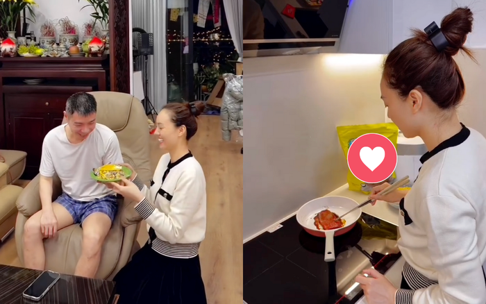 Vợ Công Lý chăm chỉ vào bếp, nấu cho chồng những món ăn bổ dưỡng, đẹp mắt. Ảnh: FBNV