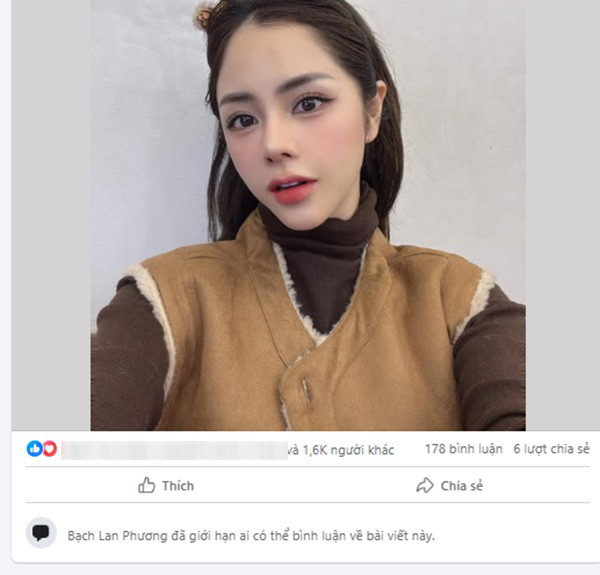 Bạch Lan Phương đã giới hạn đối tượng bình luận ở bài viết ẩn ý khép lại hành trình 4 năm. (Ảnh FBNV)