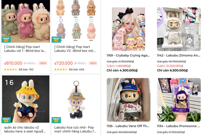 Labubu 'quái vật đồ chơi' được bán trên nhiều trang mạng Việt Nam.