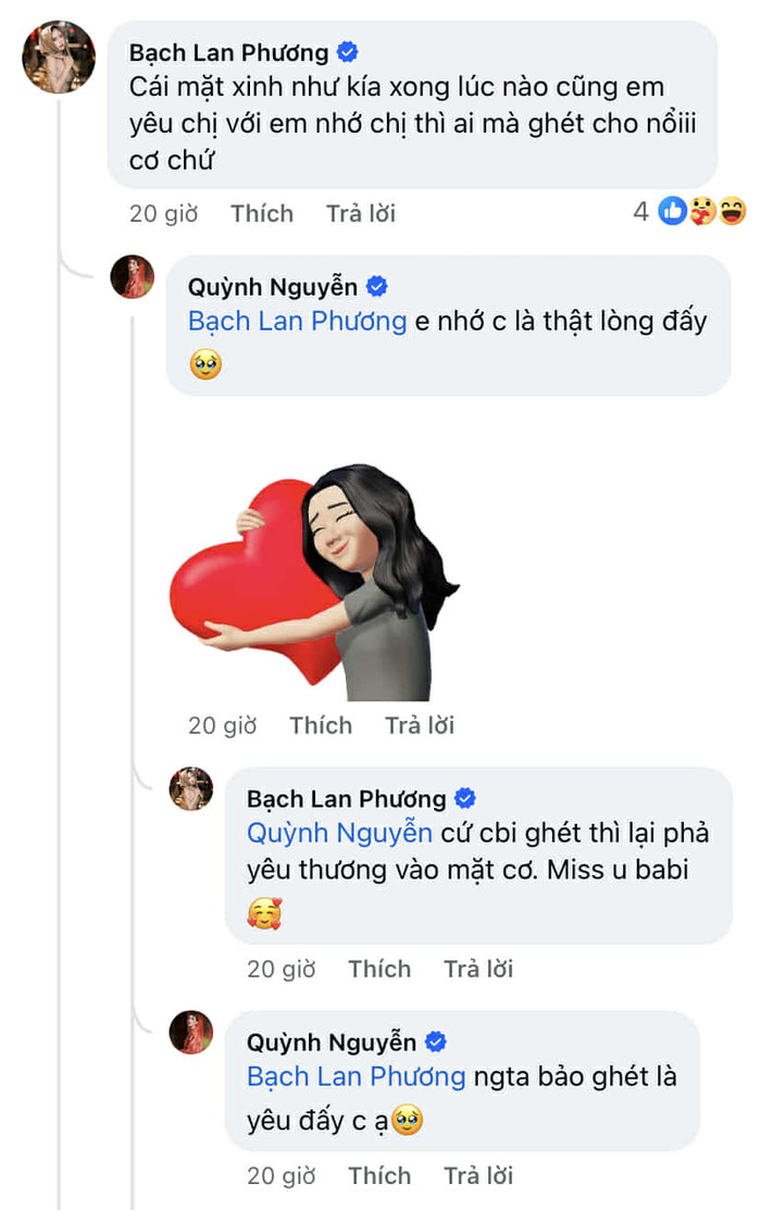 Quỳnh Kool bày tỏ sự yêu mến đến vợ diễn viên Huỳnh Anh. Ảnh: Chụp màn hình