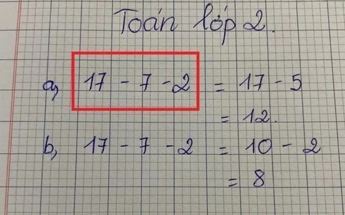 Bài toán '17-7-2' gây tranh cãi bởi kết quả bằng 8 hay 12, đâu mới là đáp án đúng? Ảnh 2