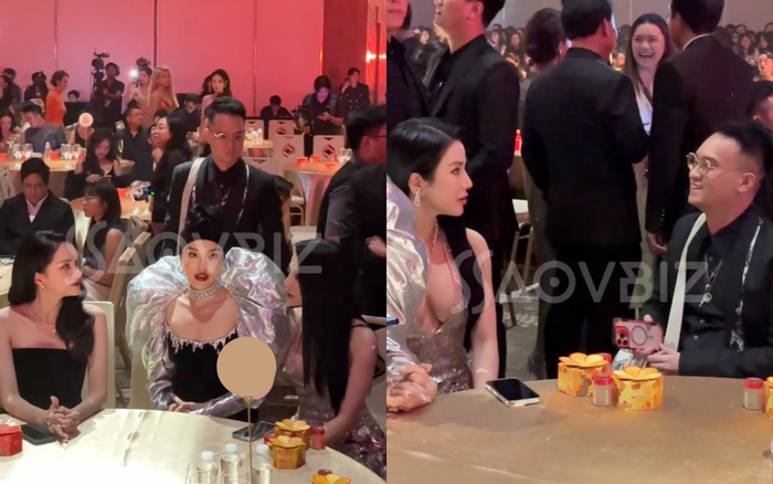 Doanh nhân Đức Phạm chủ động tìm vị trí Diệp Lâm Anh đang ngồi, sau đó tiến đến và vui vẻ bắt chuyện với vợ cũ. Ảnh: Chụp màn hình từ TikTok saovbiz