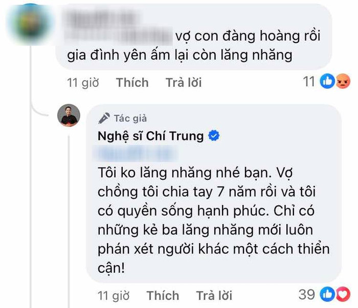 Chí Trung giải thích trước lời nhận xét từ dân mạng. (Ảnh chụp màn hình)