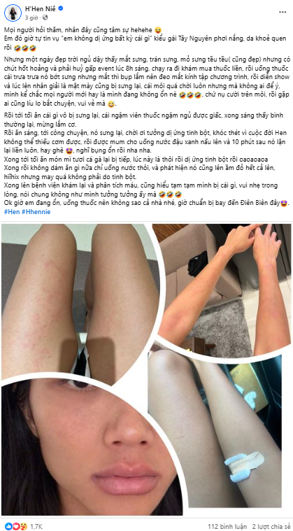 H'Hen niê chia sẻ về tình trạng sức khỏe. 