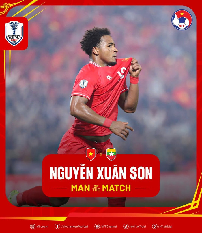 Nguyễn Xuân Son là Cầu thủ xuất sắc nhất trận đấu. Ảnh: VFF