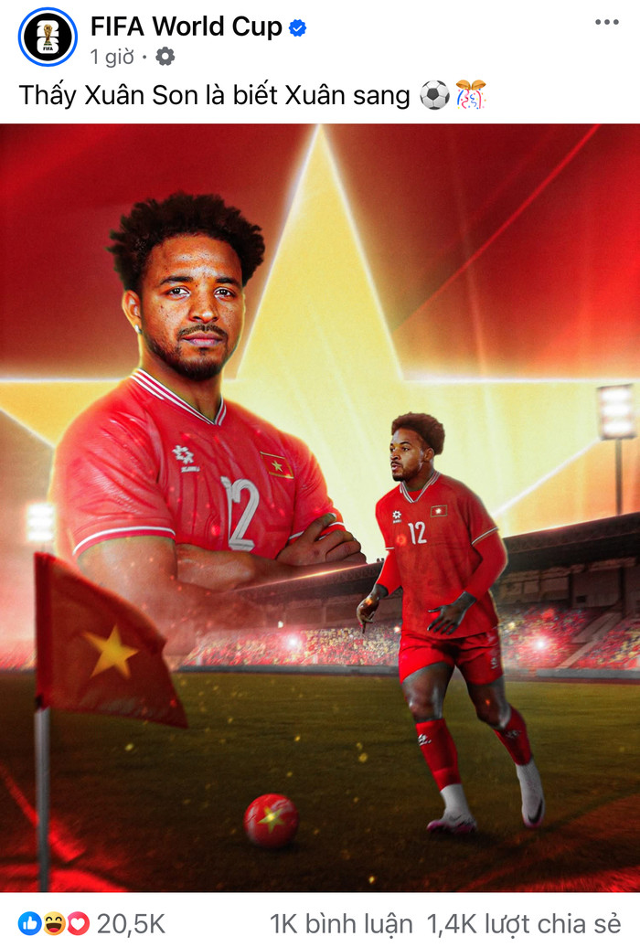Trang chủ Liên đoàn bóng đá thế giới (FIFA) khiến cho mạng xã hội dậy sóng khi đăng tải về tiền đạo Nguyễn Xuân Son.