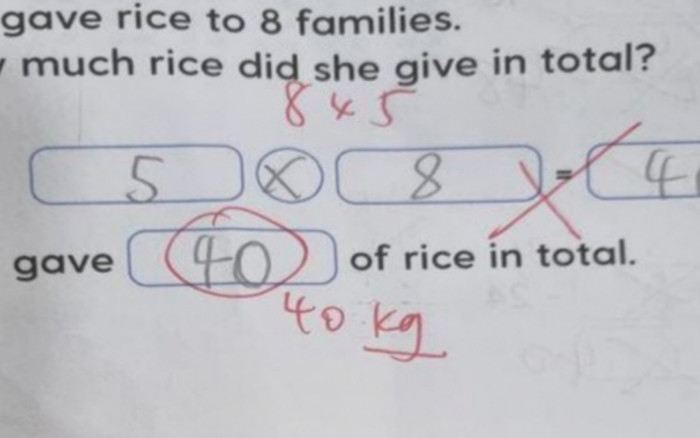 Bài toán '5x8=40' bị chấm sai, cô giáo giải thích và đưa ra đáp án gây tranh cãi Ảnh 2
