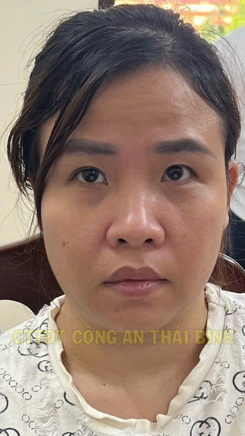 Đối tượng Phạm Thị Liên tại cơ quan công an. Ảnh: Công an tỉnh Thái Bình 