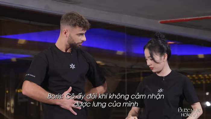 Phạm Lịch đã được vũ công Boris hướng dẫn tỉ mỉ, cẩn thận trong quá trình tập luyện tại Bước Nhảy Hoàn Vũ. Ảnh: Chụp màn hình