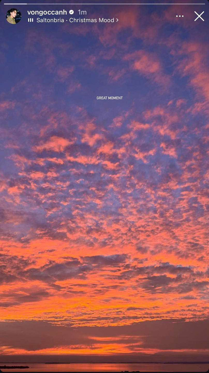 Võ Cảnh đăng ảnh hoàng hôn với hình nền y chang Thúy Ngân. (Ảnh FBNV)
