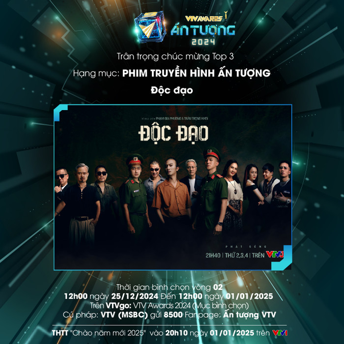 Độc Đạo có Doãn Quốc Đam - Duy Hưng lọt top 3 Phim truyền hình ấn tượng.