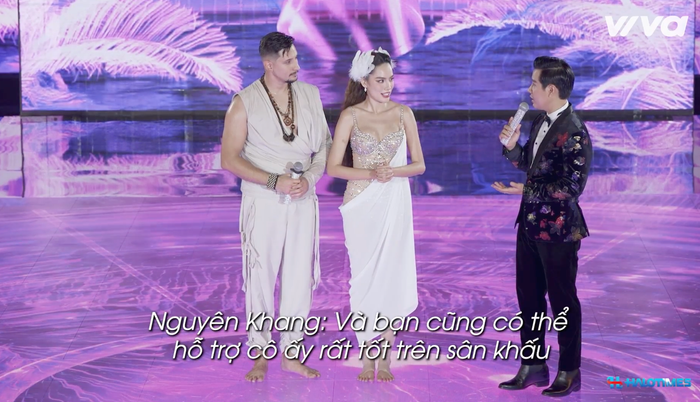 Lê Hoàng Phương và vũ công Kristian quyết định không mang giày lên sân khấu Bước Nhảy Hoàn Vũ. Ảnh: Chụp màn hình