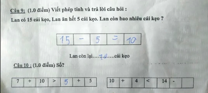 Bài toán với phép tính '10 + 4 < 14 - …' khiến nhiều người không thể đưa ra đáp án