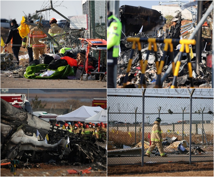 Hiện trường chiếc máy bay Boeing 737-800 xấu số. Ảnh: Reuters