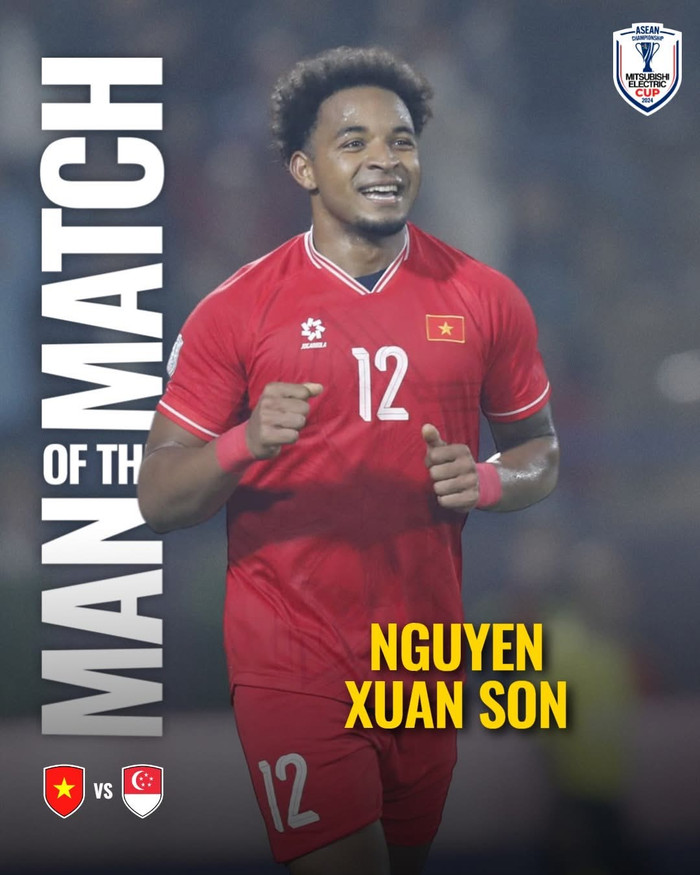 Theo BTC AFF Cup 2024, Nguyễn Xuân Son đã nhận danh hiệu Cầu thủ xuất sắc nhất trận bán kết lượt về. Ảnh: AFF Cup 2024