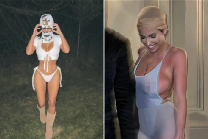 Kim Kardashian bị tố bắt chước Bianca Censori, vợ của Kanye West. Ảnh: The Sun