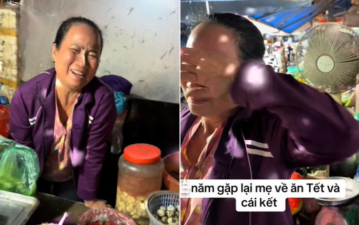 Người mẹ bật khóc khi nhận ra con trai. (Ảnh cắt từ video)