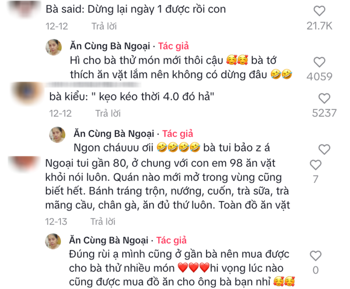 Kênh 'Ăn cùng bà ngoại' nhận được nhiều sự quan tâm từ cư dân mạng. 