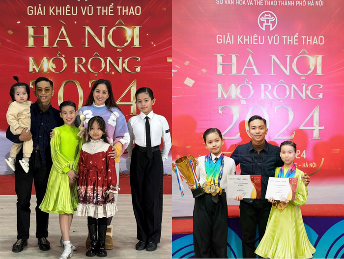 Con trai Khánh Thi (bé Kubi) tiếp tục đạt quán quân tại cuộc thi dancesport. Ảnh FBNV
