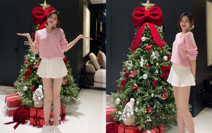 Hoa hậu Đỗ Thị Hà hé lộ cơ ngơi hoành tráng, được trang hoàng lộng lẫy cho Noel. (Ảnh: TikTok nhân vật)