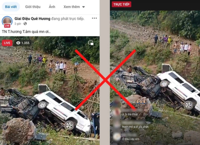 Vụ tai nạn được phát sóng trực tiếp thu hút 1.600 lượt chia sẻ. 