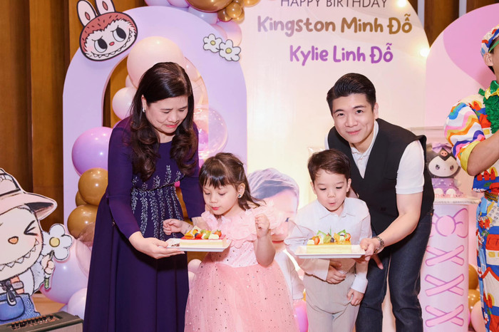 Anh chồng Đỗ Mỹ Linh kỳ vọng rất nhiều vào hai con. 